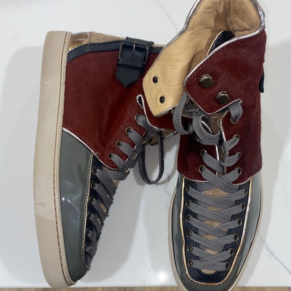 Christian Louboutin Black and Brown High-Top Sneakers - Picture 1 of 6
